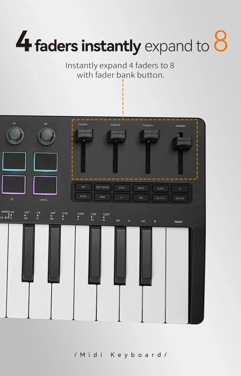 M-VAVE SMK-37 PRO 37-Key MIDI Controller Pedal 16 RGB Pads 8 Knobs Built-in Synthesizer Portable Keyboard Digital 37 300