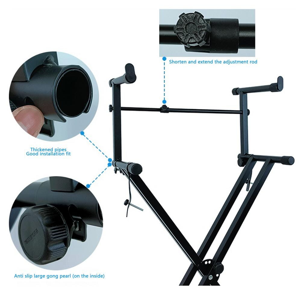 Double Keyboard Stand X Shaped Digital Piano Display Holder Sturdy Musical Performance Rack With Locking Straps Heavy Duty