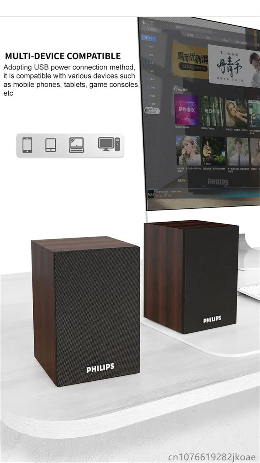 Philips SPA20 Bluetooth Speakers Outdoor Loudspeaker Music Player HiFi Stereo Sound Subwoofer for Computer Desktop Mobile Phone