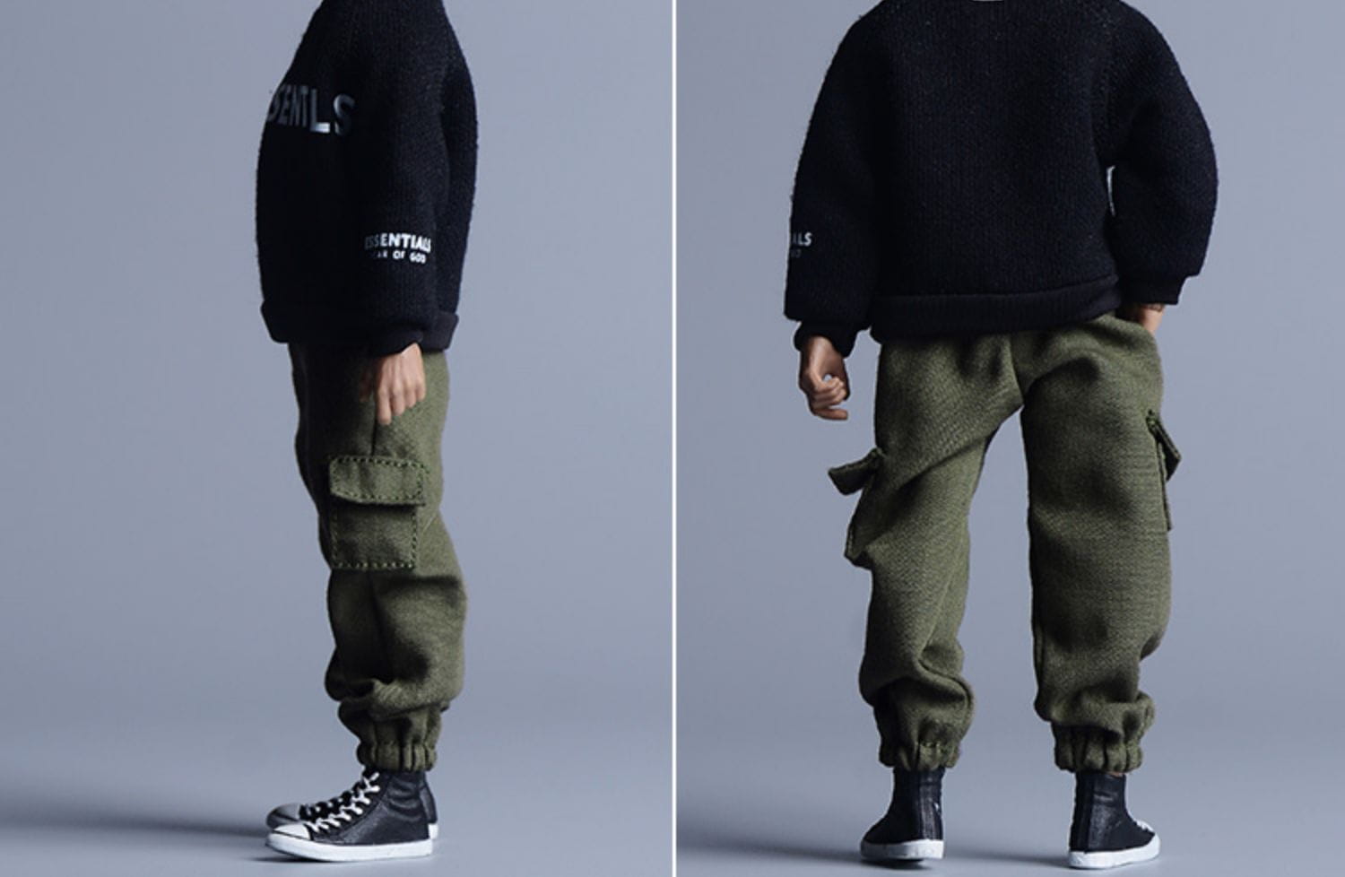 1/12 Male Hip Hop Casual Fashion Loose Street Cargo Pants Trousers With Pockets Half Zipper Pullover For 6’’ Action Figure Body