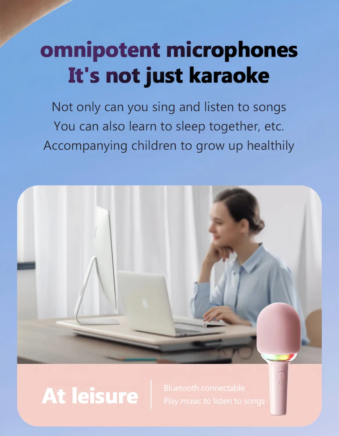 Wireless Karaoke Microphone with Speaker BT 5.3 No Delay 52mm Speaker No Howling Portable Mic for Singing with Lights
