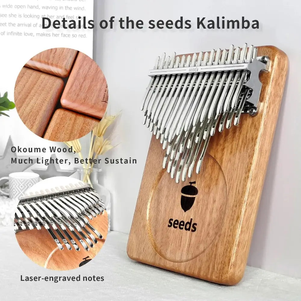 Seeds Chromatic Kalimba 41 Keys C Tone 3 Layer Professional Thumb Piano Handmade Okoume Wood Calimba Musical Keyboard Instrument