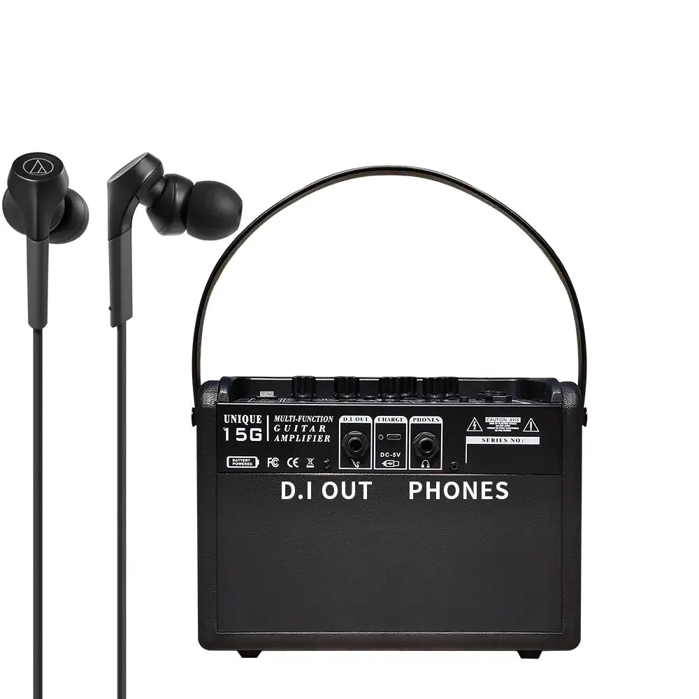 Coolmusic-Stringed Music Instrument Electric Guitar Amplifier Rechargeable 15W Headphone Wireless Connect Distortion