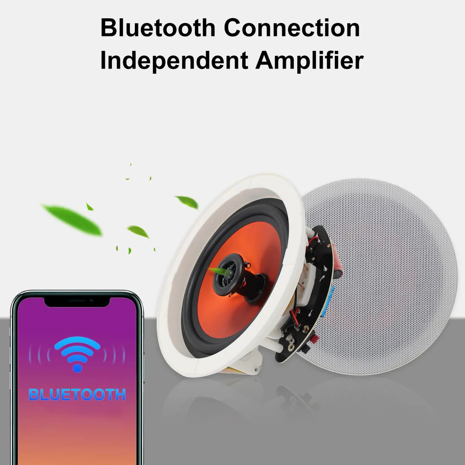 Herdio 6.5 Inch Home Audio 300W Ceiling Bluetooth Speaker Home Recessed Speaker System For Indoor Kitchen Bedroom Bathroom 2PCS