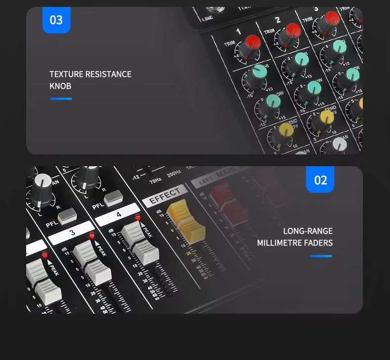DJ Audio Mixer Amplifier 4 Channel 500w Stage Equipment Computer Digital Mixer Mobile Bluetooth DJ Mixer for PC Performance