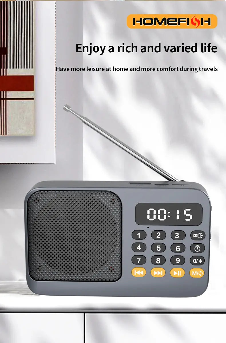 Handheld Rechargeable Digital FM USB TF MP3 Player Portable Radio Music Player Speaker Devices Supplies With LED Display Radio
