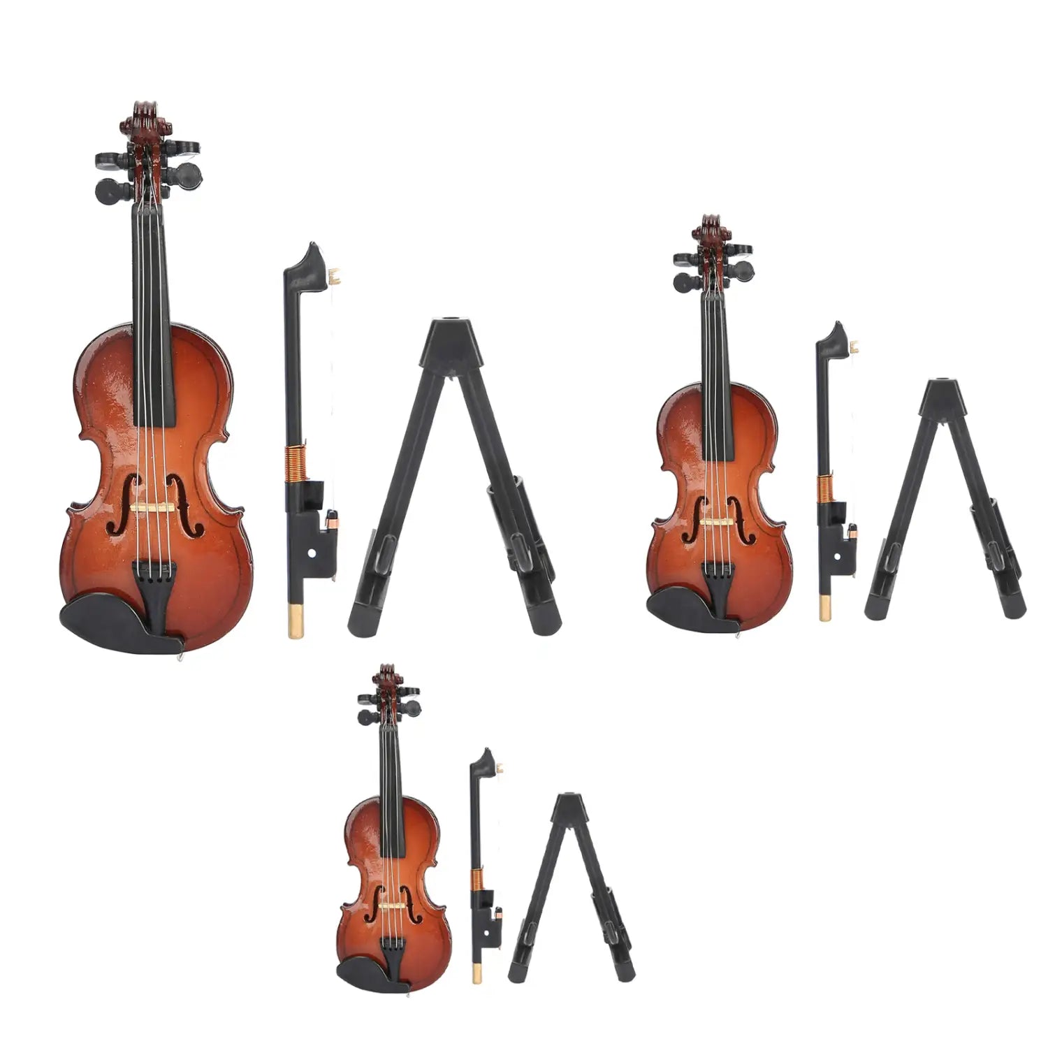 Mini Violin Model with Stand Basswood Wooden Musical Instrument Home Decor for Musicians Music Lovers Display Decoration
