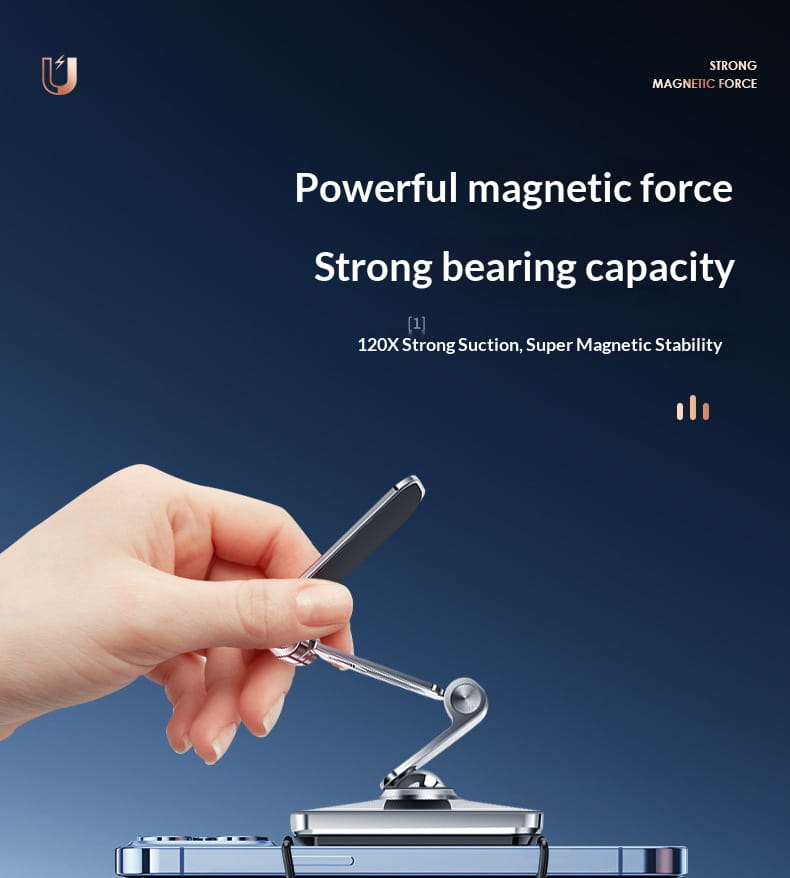 Suction Type Car Mobile Phone Stand Strong Magnetic Attraction Foldable Air Outlet Instrument Panel Adhesion Navigation Stand