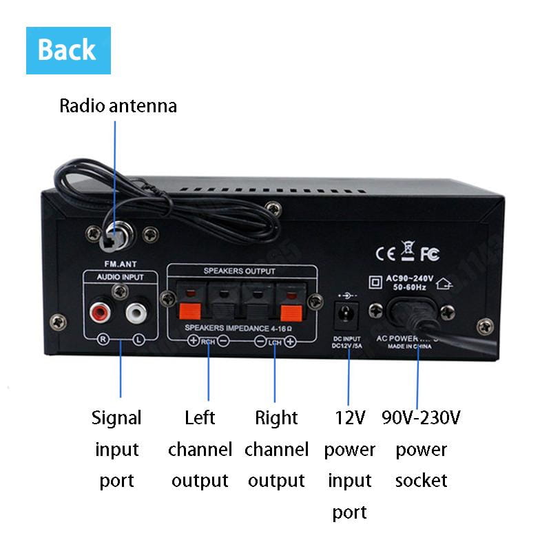 HiFi Digital Amplifier AK45 Bluetooth Amplify MP3 Channel 2.0 Surround Sound Amplifiers Support 90V-240V for Home Car MAX 350W*2