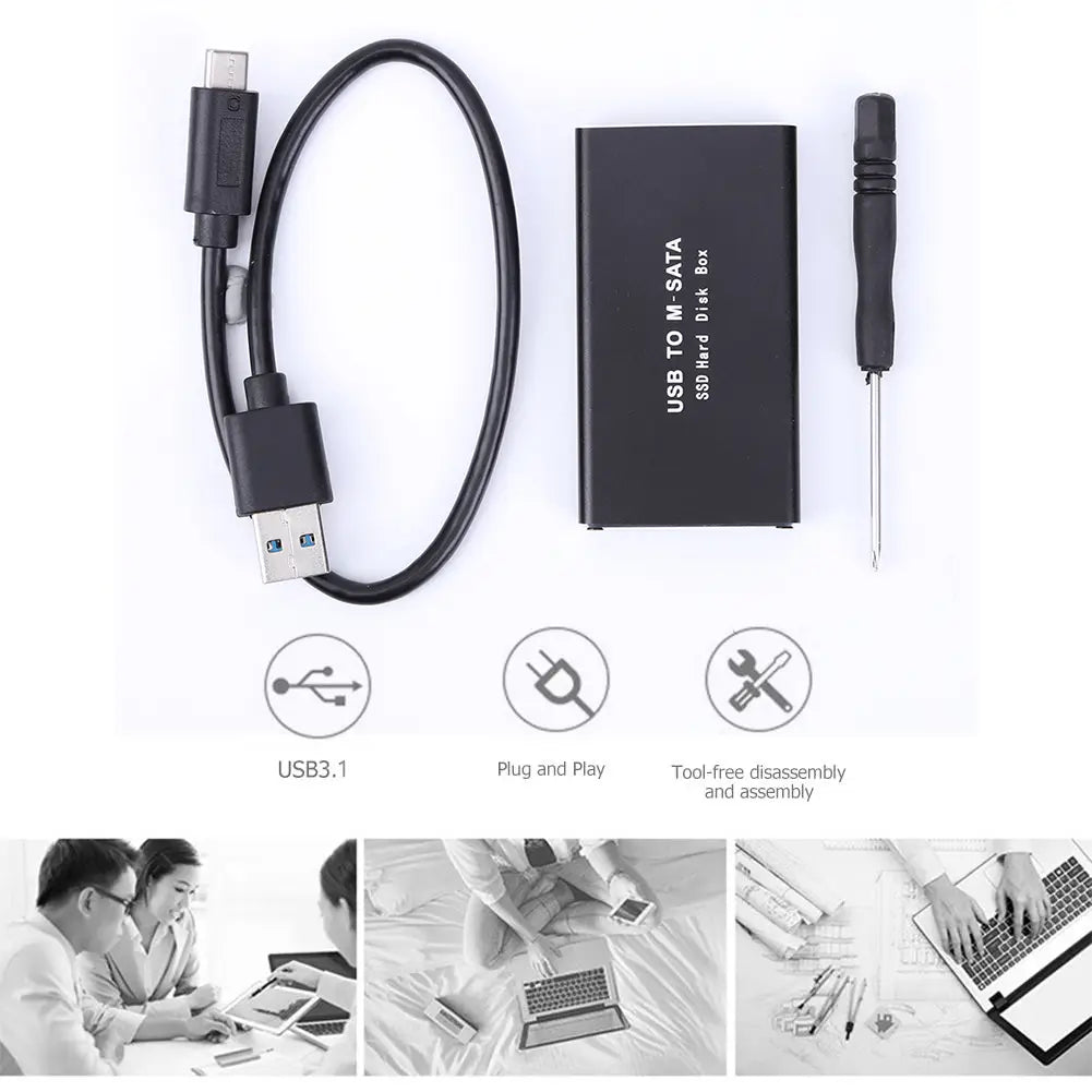 mSATA To USB 3.0/3.1 SSD Enclosure External HD Hard Drive Disk Box Storage Case Adapter