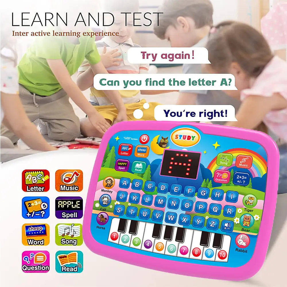 Kids’ Education Tablet Toy Age 3+ Literacy Math Music Learning Doubles as Electronic Keyboard Birthday Christmas Gift