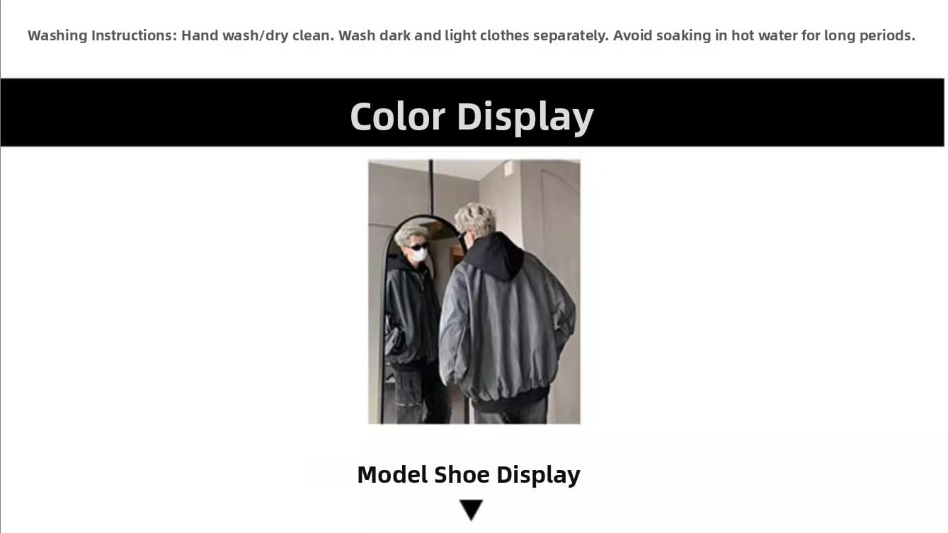 Hip Hop Style Fake Two-Piece Men’s Spring Autumn Baseball Jacket Pilot Coat Leather Shirt Trendy Handsome Hooded Coat