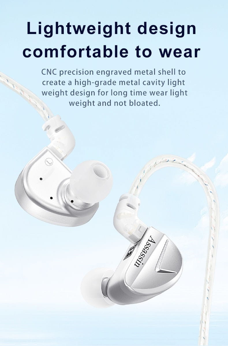 CVJ Assassin Silver in Ear Earphones 1BA + 1DD + 1Vibrate Game Mode HIFI Microphone Hybrid Tuning Switch Wired Earbuds IEM Headphone