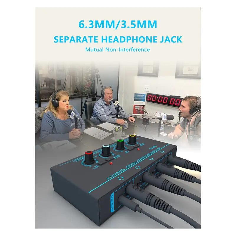 Excellent-1 PCS 6 Channels Stereo Headphone Amplifier Mini Portable Low-Noise Audio Mixer For Recording Studio,Green