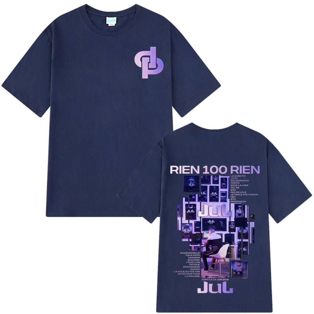 Rapper Jul Rien 100 Rien Album Tour 2025 Graphic T Shirts Men’s Women Fashion Clothing Tees Hip Hop 100% Cotton Loose T-shirts