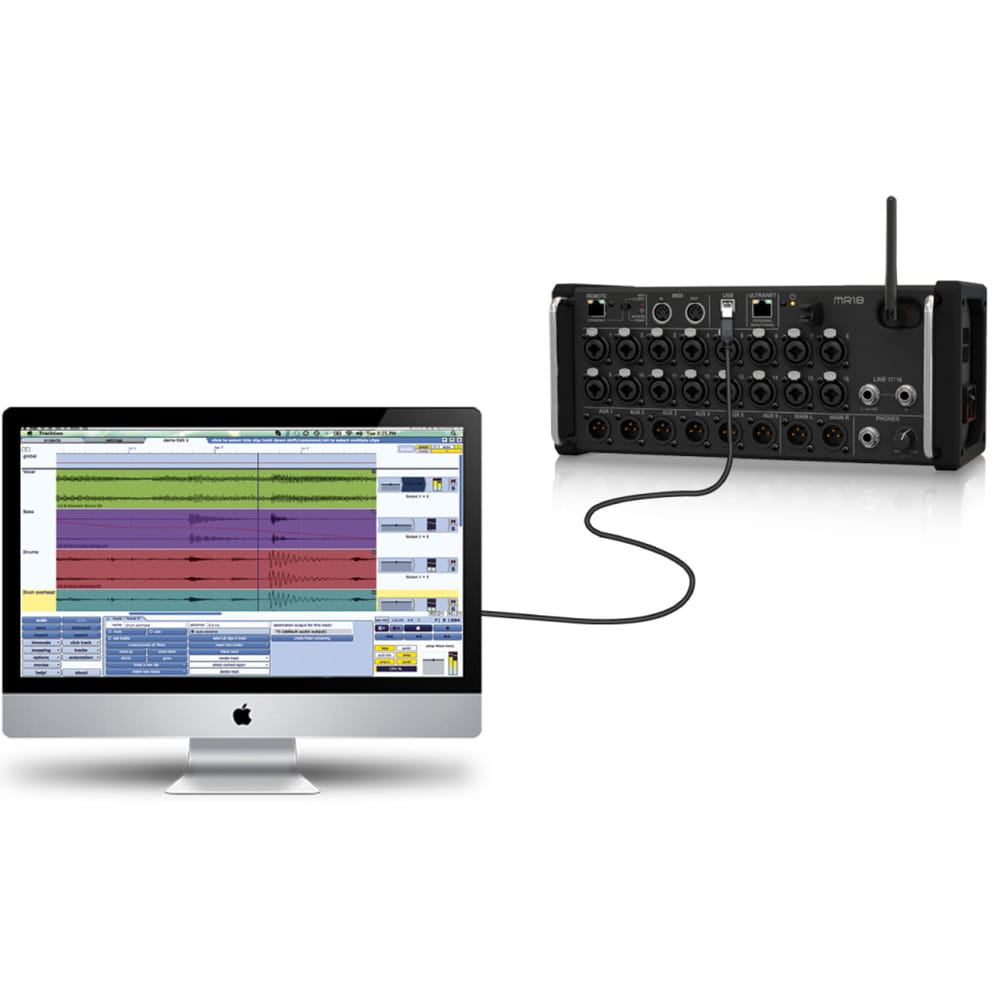 Paulkitson Mr18 Rack Mounted Digital Mixer Studio Recording Console Suitable For Ipad/Android Tablets With Midas Preamplifier