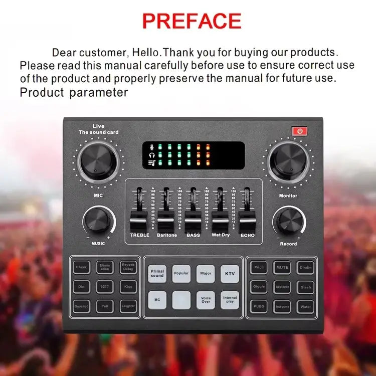 V9 Sound Card Sets Pro USB Microphone Webcast Live 12 Electric Sounds Broadcast Phone Computer audio interface Studio Recording