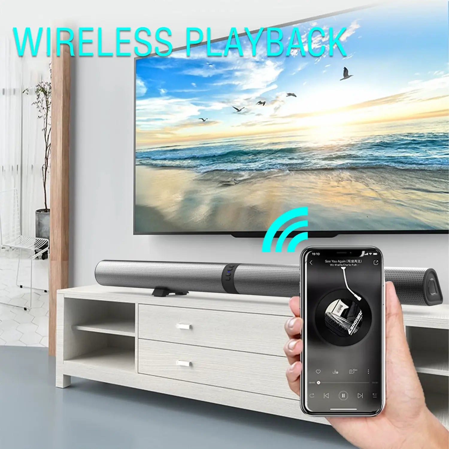 FM Soundbar TV Bluetooth Speakers HDMI/AUX/BT/OPT Connections Soundbars with 2-in-1 Detachable Home Cinema Shengba Sound System