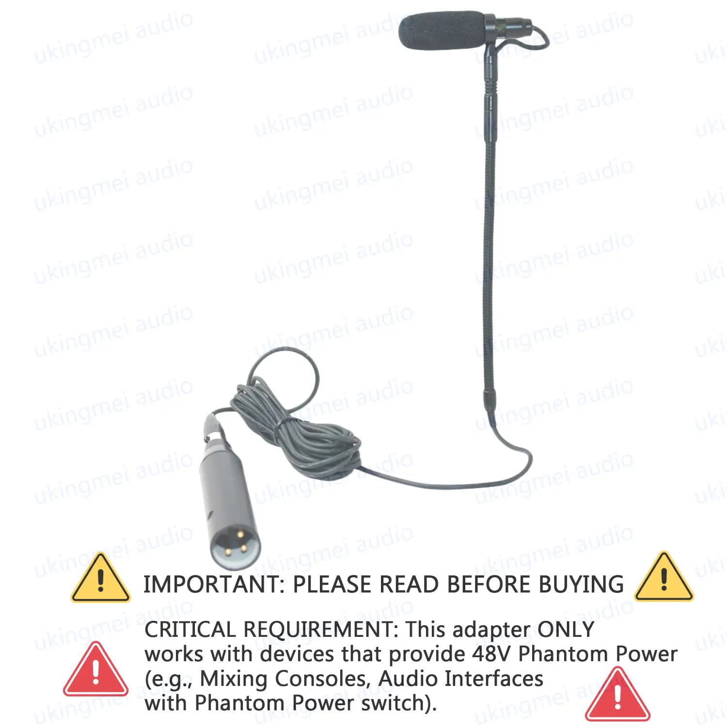 Clip-On Musical Instrument Microphone for Piano Guitar Saxophone Violin Cello Phantom Power Input Flexible Gooseneck Microphone