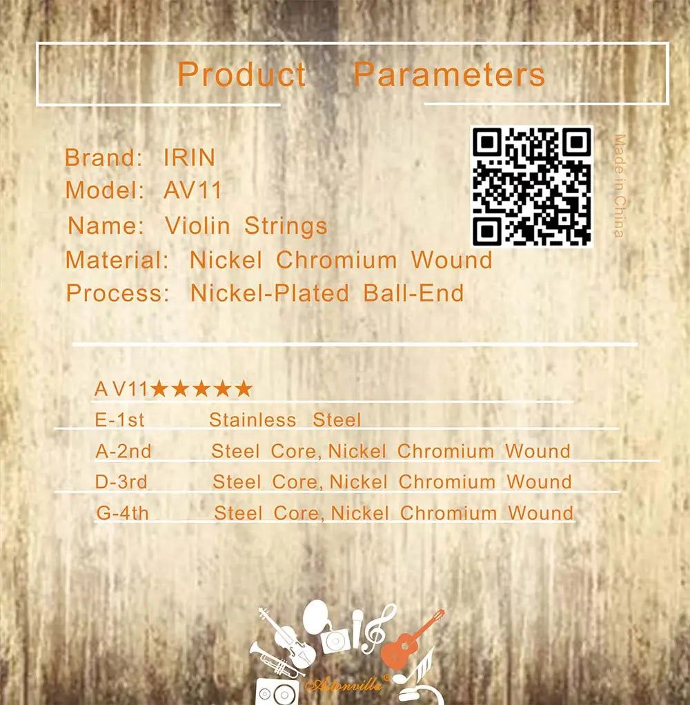 Professional Violin Strings (E-A-D-G) Nickel Silver Wound for 4/4 3/4 1/2 1/4 Violin Musical Instrument Parts & Accessories