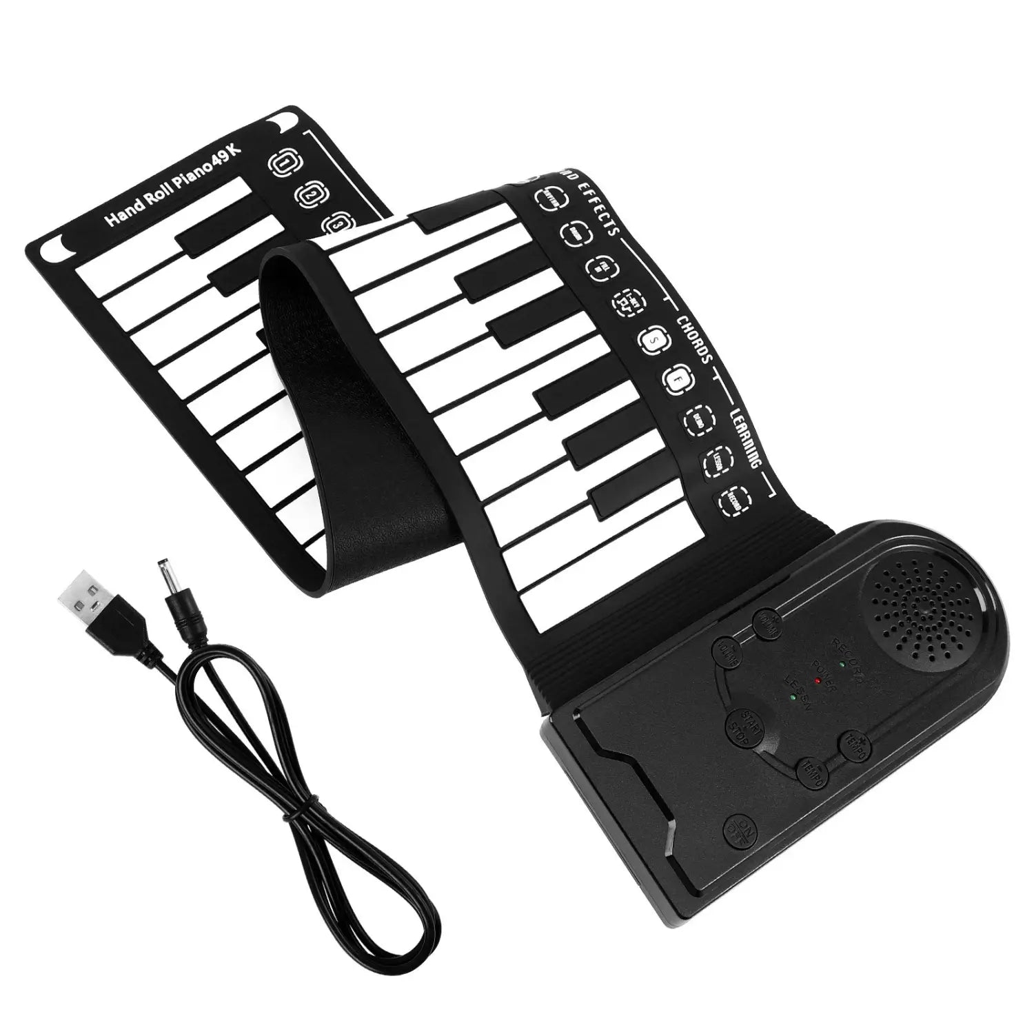 49 Keys Hand Rolled Piano Portable Digital Electronic Keyboard with Multiple Timbres Rhythm Adjustment Crisp Sound Foldable