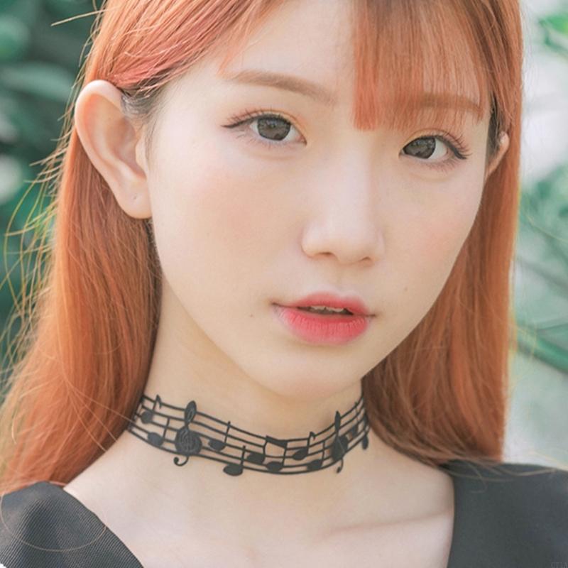 Unique Black Short Necklace Music Theme Neck Jewelry Alloy Necklace Suitable for Music Enthusiasts and Trendsetters C71A