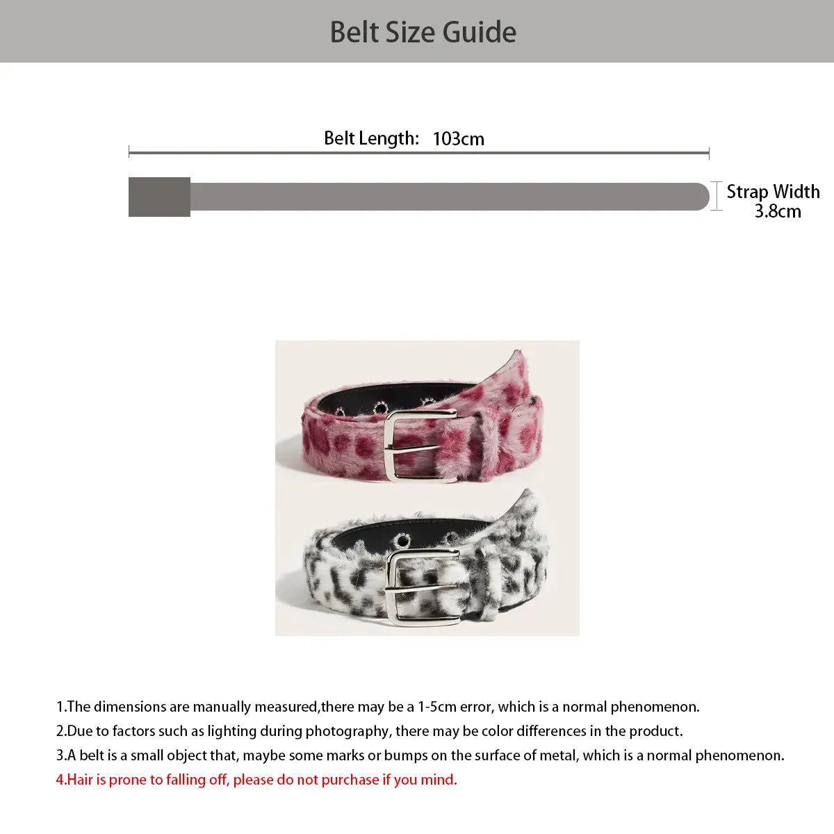Gothic Y2K Women Belts Fashion Artificial Vivid Animal Fur Waistband Ladies Hip hop Punk Accessories Pink Jeans Waistband winter