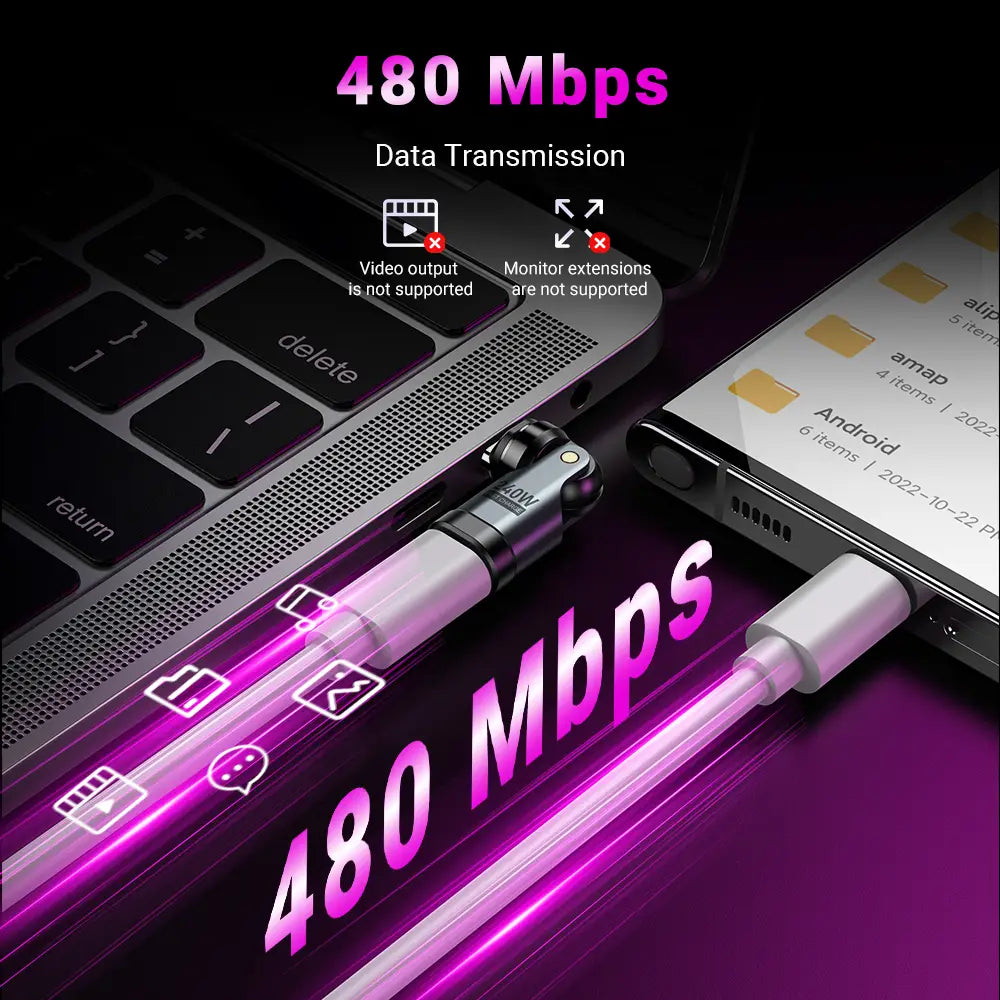 AUFU 9Pin Magnetic USB C OTG Adapter 540 Degree PD3.1 240W Fast Charging Type C Magnet Converter For iPhone 15 16 Laptop Xiaomi