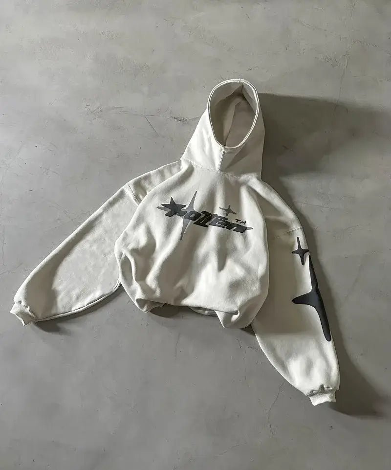 Retro Gothic Men Hoodie New American High Street TrendY2k Harajuku Men Loose and Casual Sweatshirt
