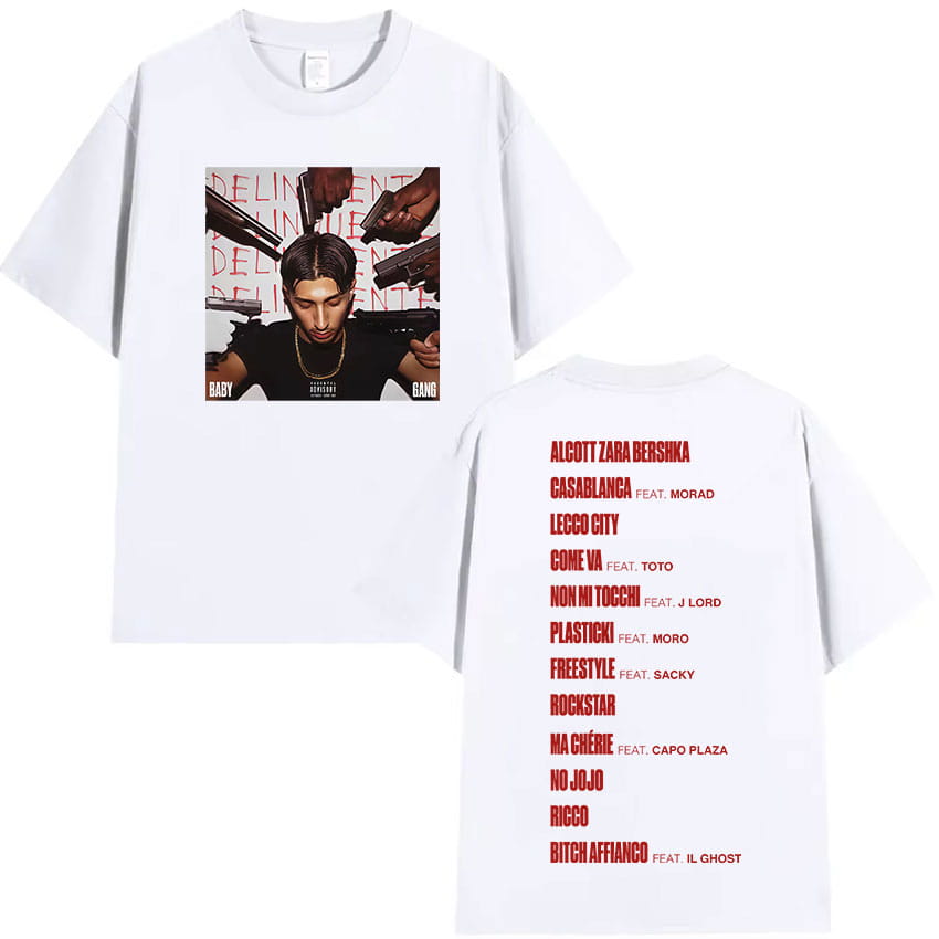 Rappeur Baby Gang Tour New Album Cover T-shirt Mens Hip Hop Gothic Short Sleeve T Shirt Fashion Pop Music Cotton Tees Streetwear