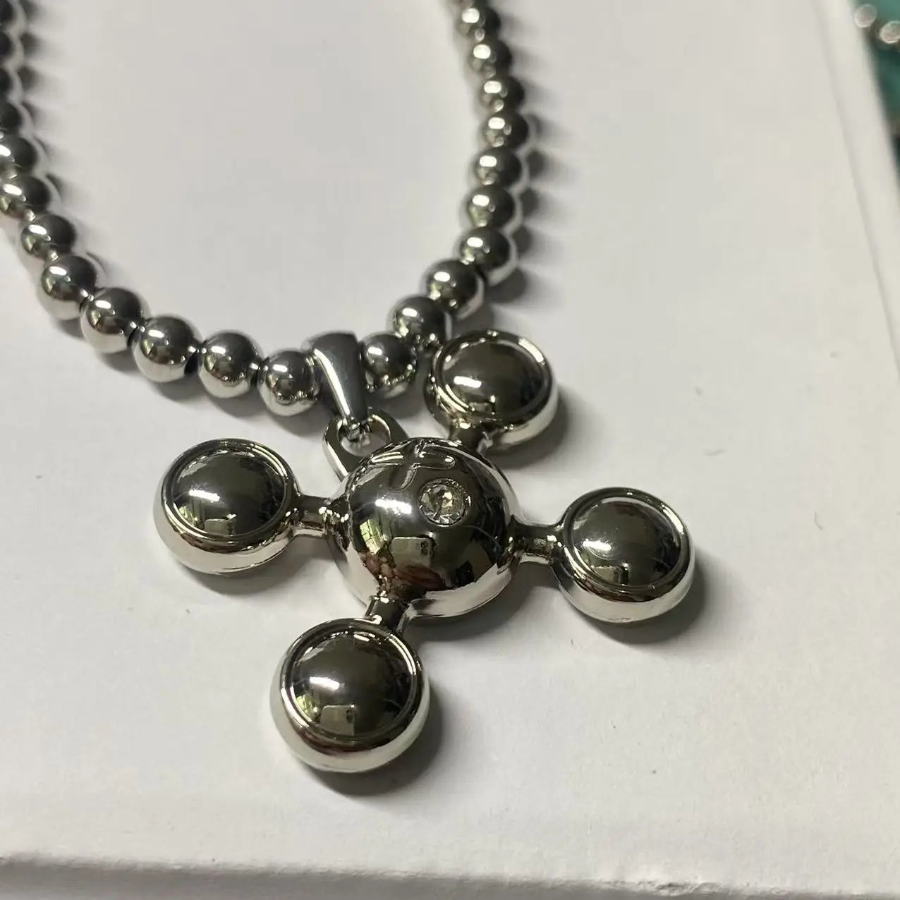 Hip-hop Style Stainless Steel Round Bead Chain Rapper Necklace a Niche Design Necklace Gift for Fashionable Men and Women