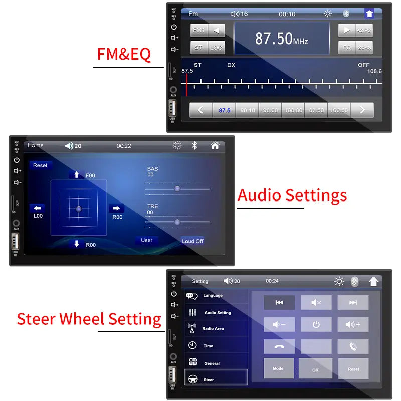 7“ Car Radio 1 Din MP5 Multimedia Player HD Touch Screen Universal Autoradio ISO Power Aux Input USB BT Mirror Link