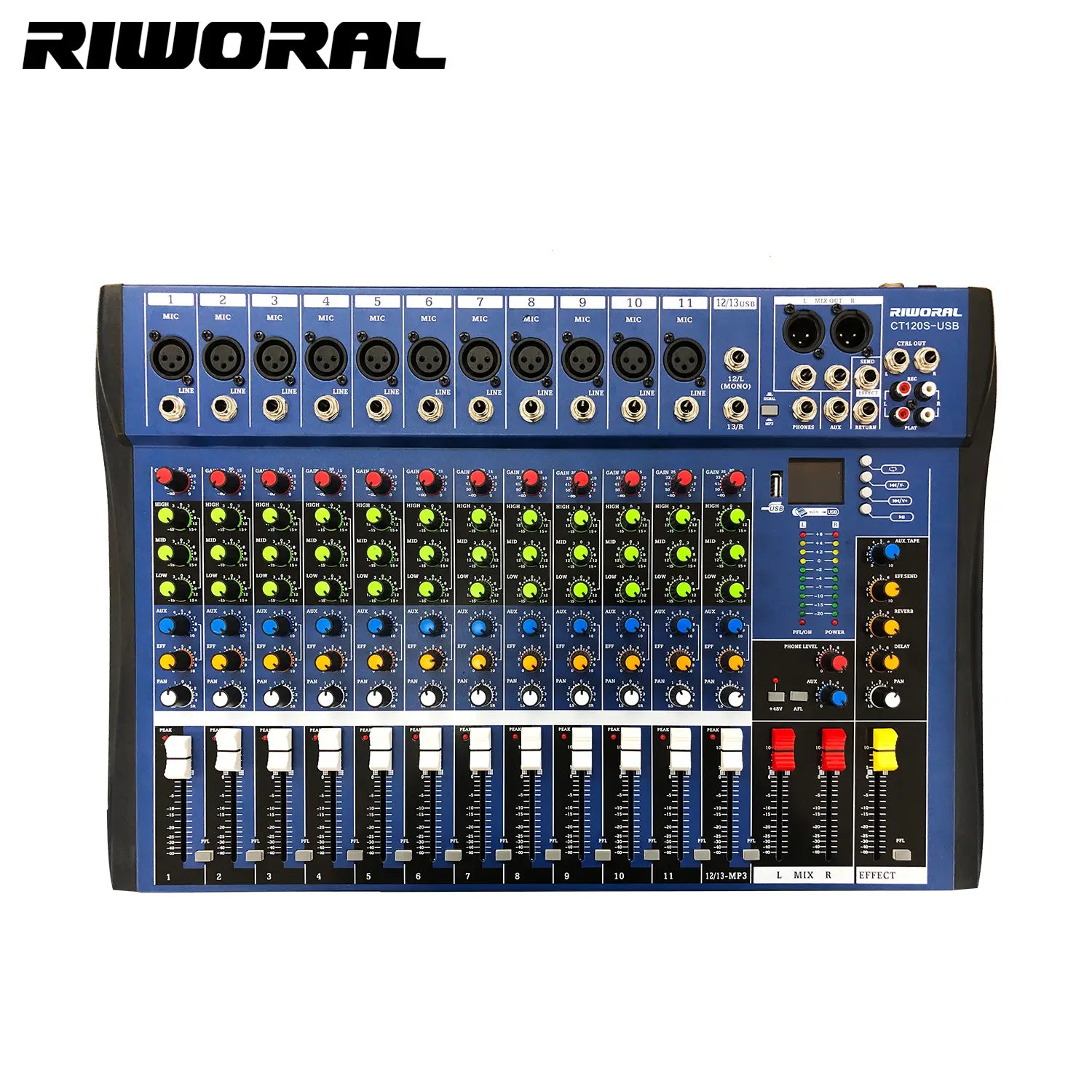 CT60S 6 Channels Professional Studio Audio Mixer USB DJ Sound Mixing Console 48V Phantom Powers