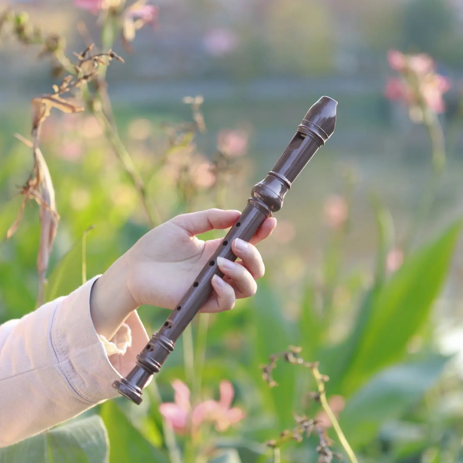 8 Hole Clarinet Long Flute J32 ABS Vertical Flute Musical Instrument Music Education with Cleaning Stick for Children Beginner