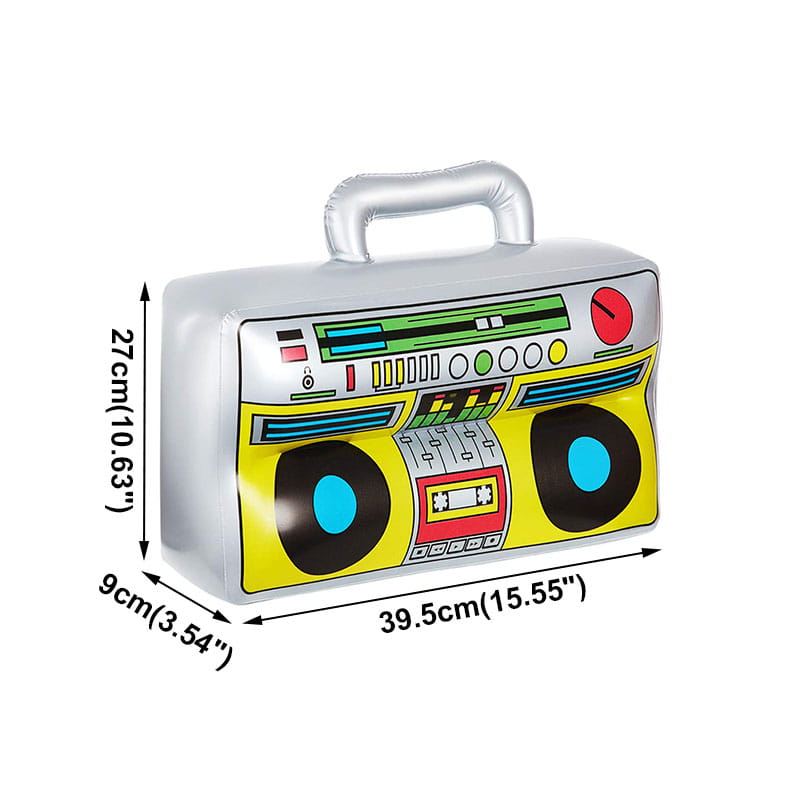 Inflatable Instruments Toy Set Include Blow Up Guitar Rock Electric Guitar Inflatable Microphones Radio 80s 90s Musical
