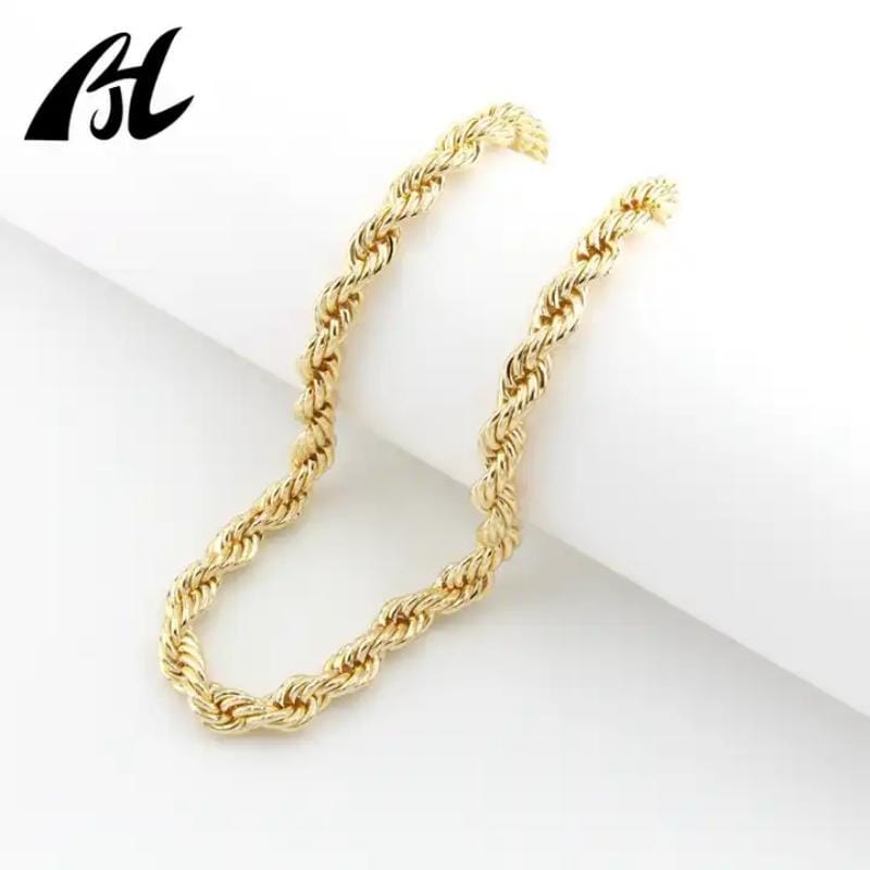 Hip Hop Non Tarnish 2.5MM 3MM 4MM 5MM 8MM PVD 18K Gold Plated Twist Rope Link Necklace Copper Brass Chain Jewelry