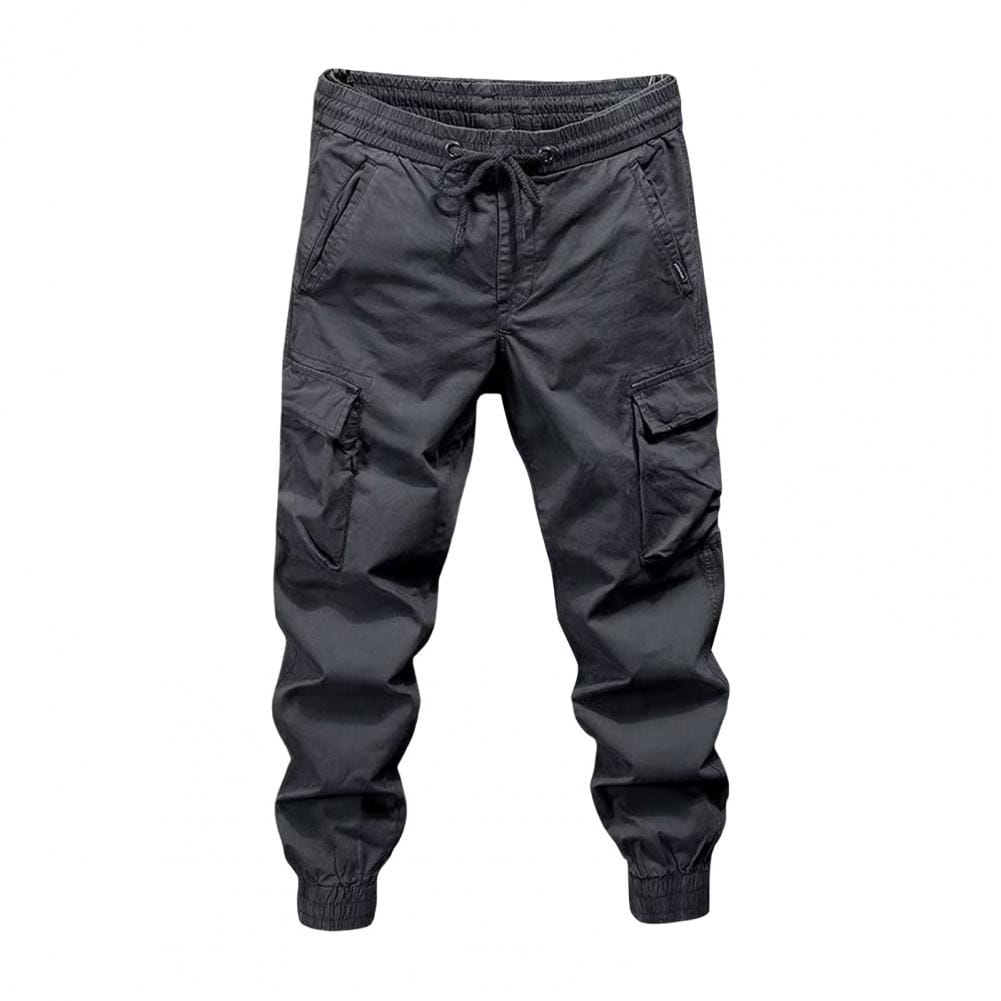 2025 M-5XL Sweatpants Men Cargo Pants Drawstring Waist Multi Pockets Overalls Ankle-banded Streetwear Hip Hop Long Trousers