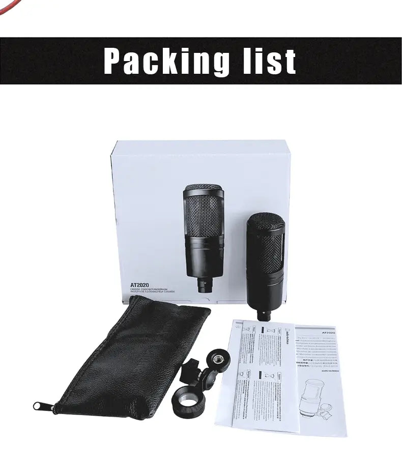 AT2020 Studio Condenser Mic - Cardioid XLR/USB Professional Microphone for Recording Podcast Live Stream Karaoke