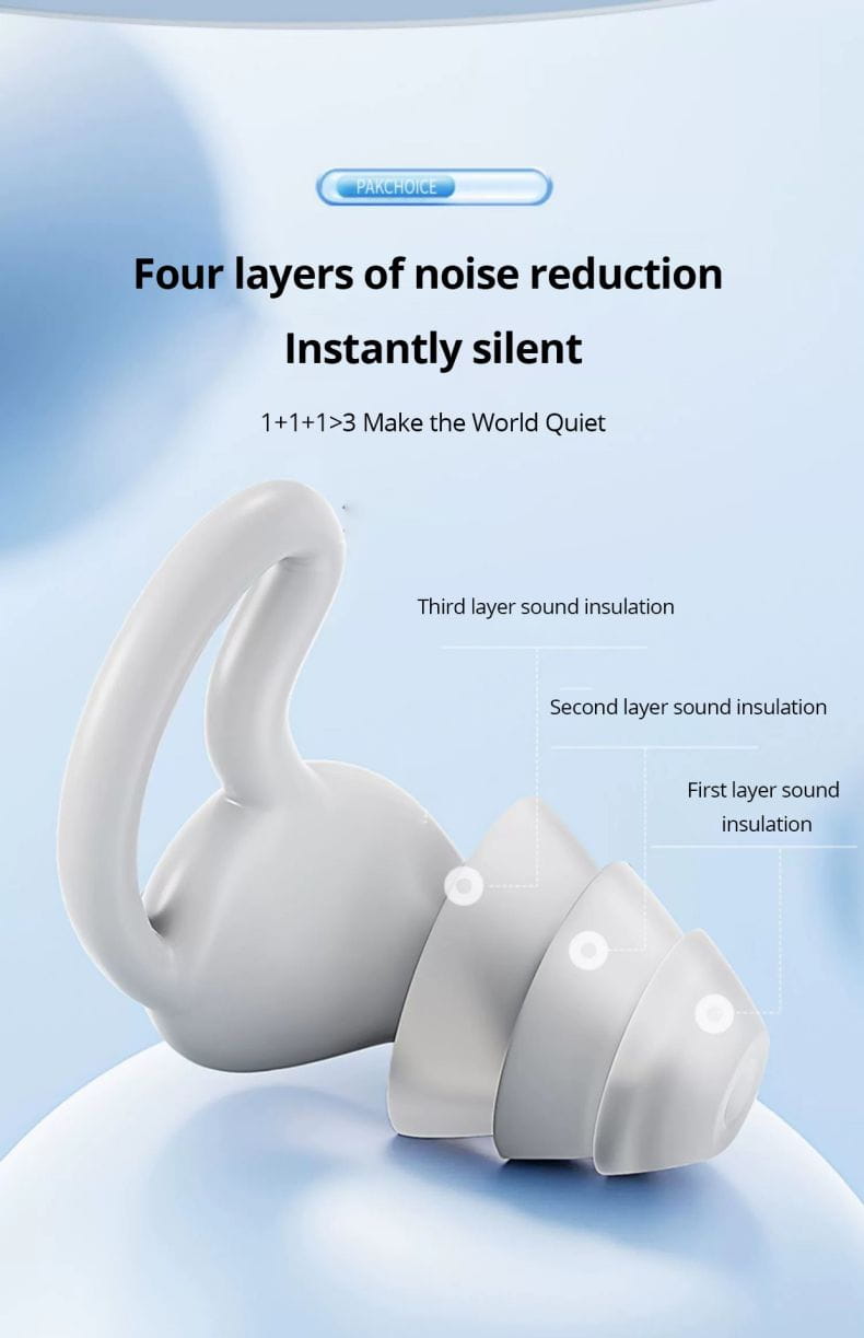 Soundproof Earplugs Three Layer White Silicone Earplugs Waterproof Swimming Earplugs Sleep Noise Reduction