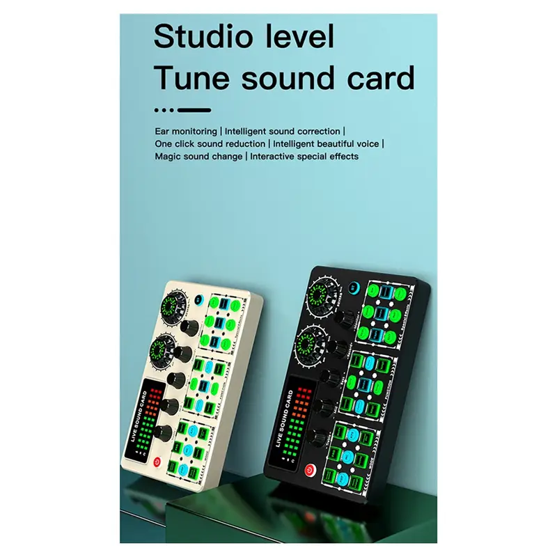 A06F-Dedicated Sound Card V99 Live Mobile Karaoke Recording Singing Computer Podcast Sound Card Mixer Equipment