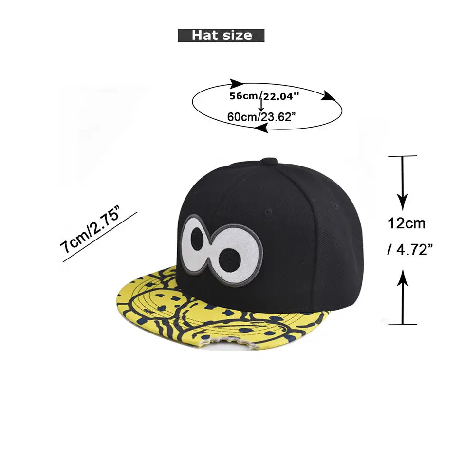Hip-hop cap Flat hat Big eyes cute Embroidery pattern Cartoon Fashion Flat brim hat Sport cap Hip Hop Fitted Cap Youth tide cap