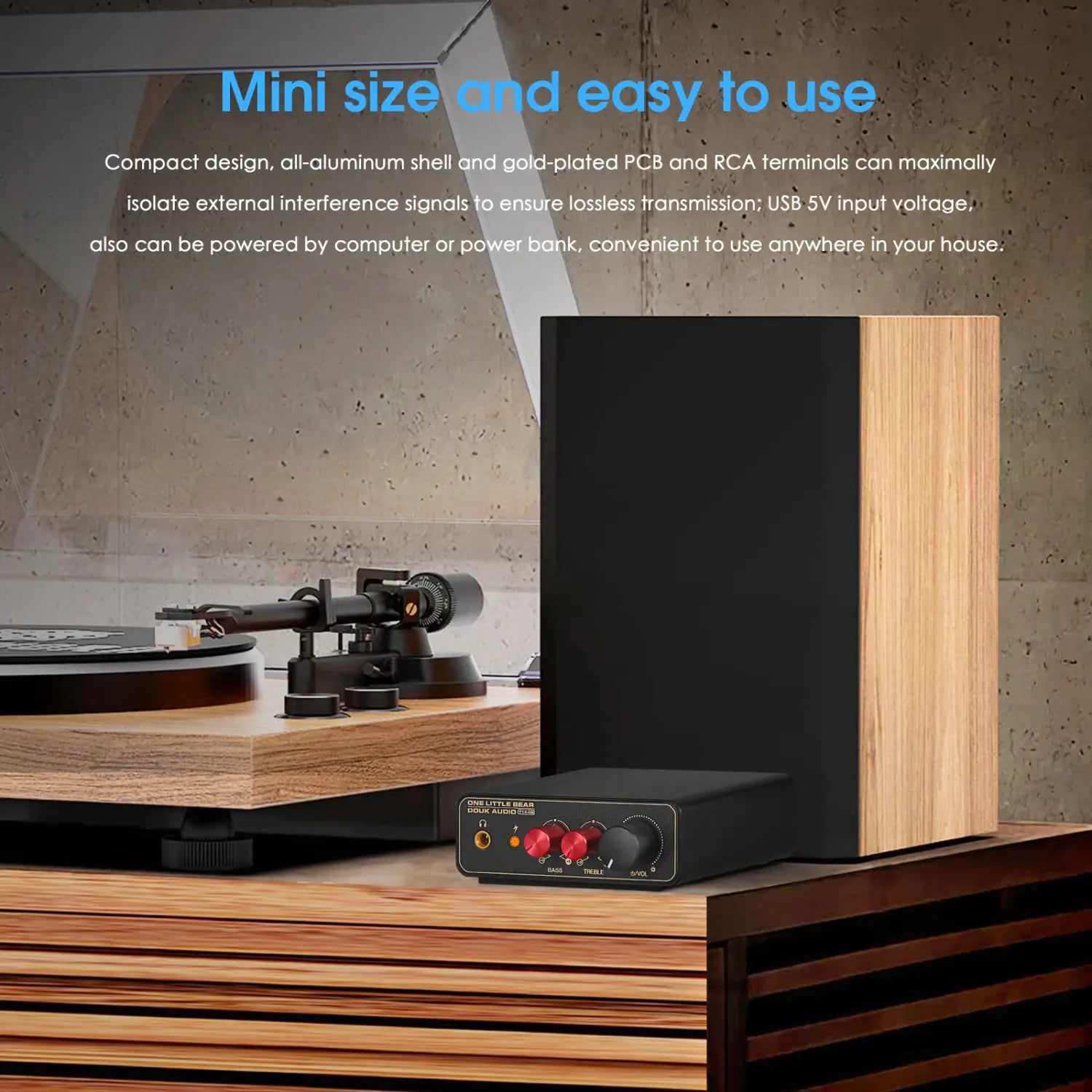 Douk Audio T14-EQ Stereo RIAA MM/MC Phono Stage Preamp Home Turntables Preamplifier with 3.5mm Headphone Amp