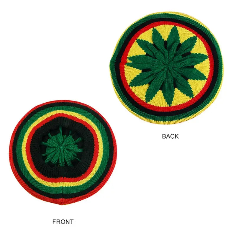 Jamaican Multi-colour Printed Knitted Hat Bob Rasta Beanie Hats Hip Hop Cap Men Women Caribbean Fancy Dress Reggae Beret Cap