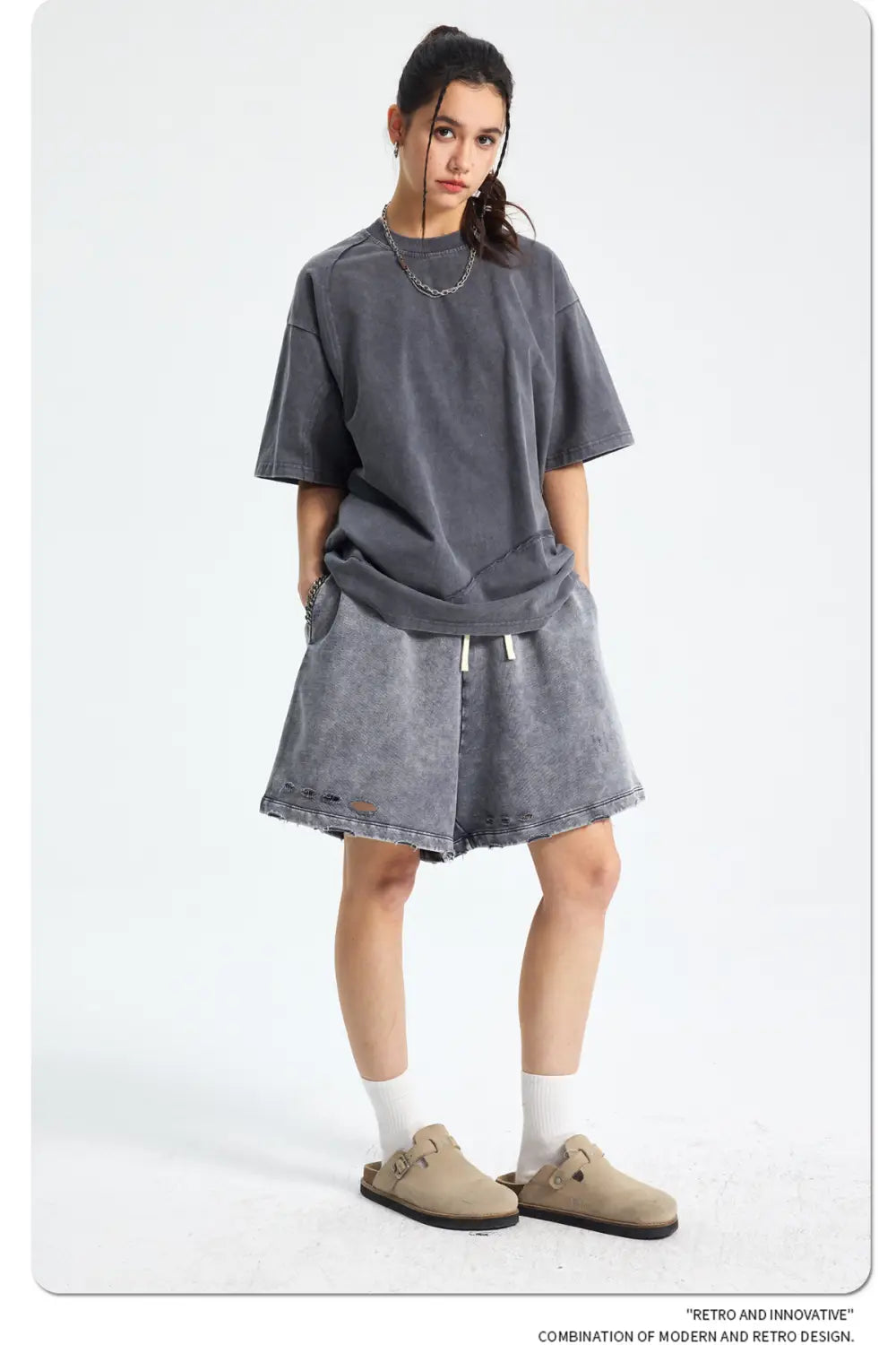 Hip Hop Wax Printing Washing Men’s Short Sleeve Tee Oversized Distressed Round Neck Man Cotton T Shirts Top Quality Raw Edges
