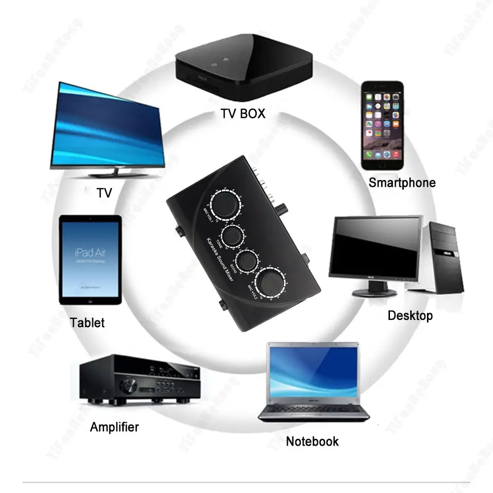 Karaoke Sound Mixer Professional Audio System Portable Mini Digital Audio Sound Karaoke Machine Echo Mixer System