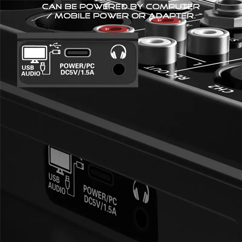 BTLIFE-4 Channel Sound Mixer Audio Mixer With 48V Phantom Power USB Bluetooth Studio DJ Console For Karaoke
