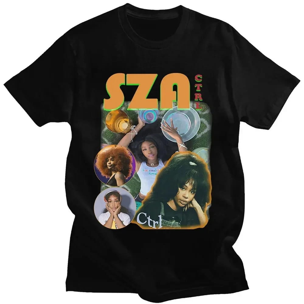 Rapper SZA CTRL X SOS Album Print T Shirt Women Vintage Punk Hip Hop Harajuku Girl’s TShirt Fashion Casual T-Shirt Female Top