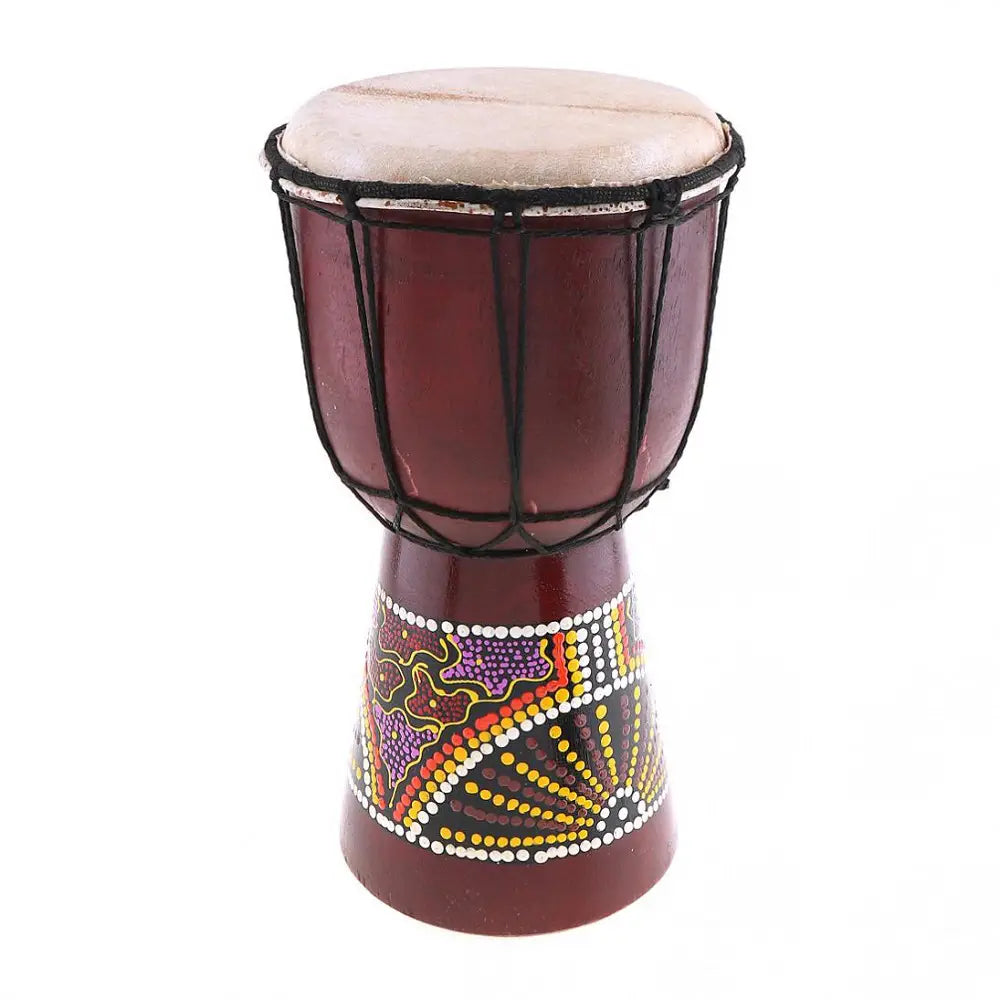 6in African Djembe Drum Hand-Carved Solid-Wood Goat-Skin Traditional African Musical Instrument