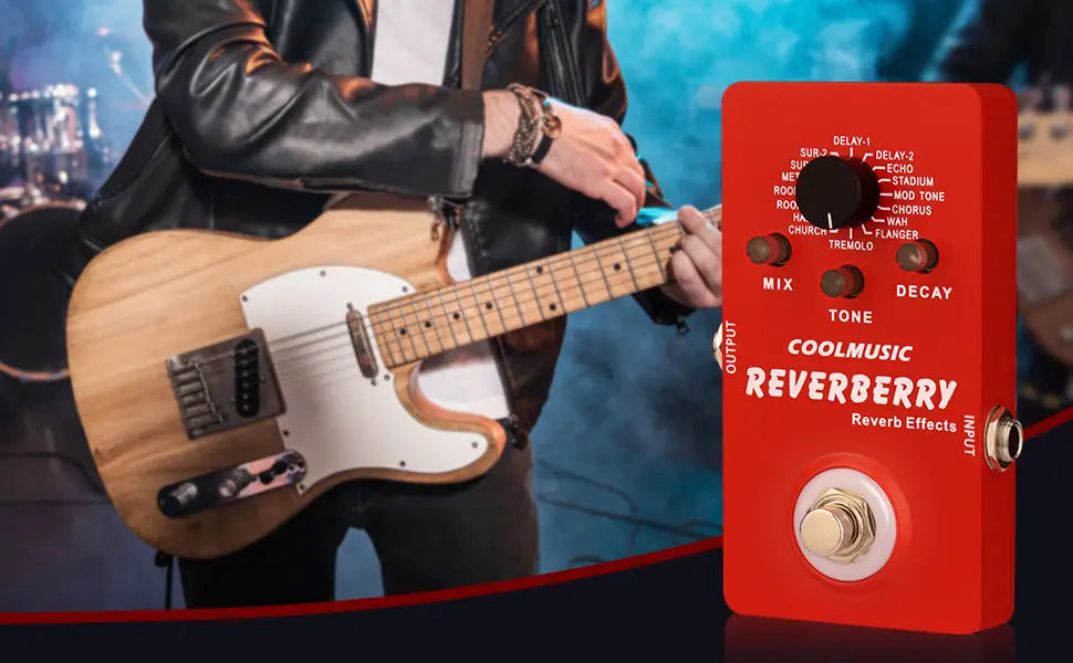 Coolmusic New Digital Reverb Pedal Electric Guitar Multi Effects Pedal with 16 Effects True Bypass Pro instruments Accessories