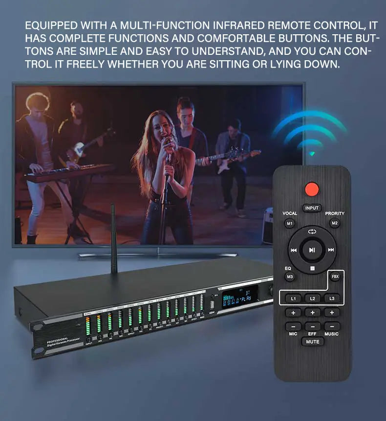 Professional home pre-stage effector microphone KTV digital reverb USB Bluetooth howling Kara processor